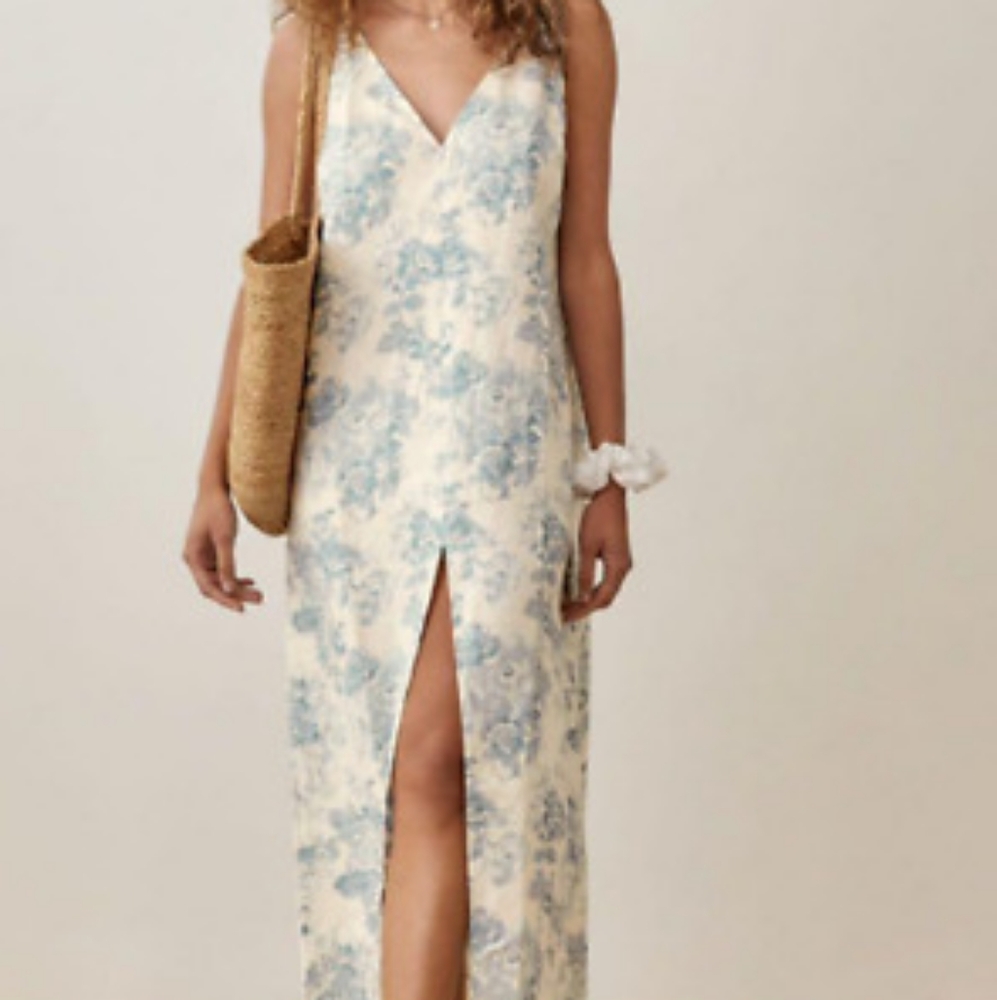 Reformation Linen Monique Floral Dress